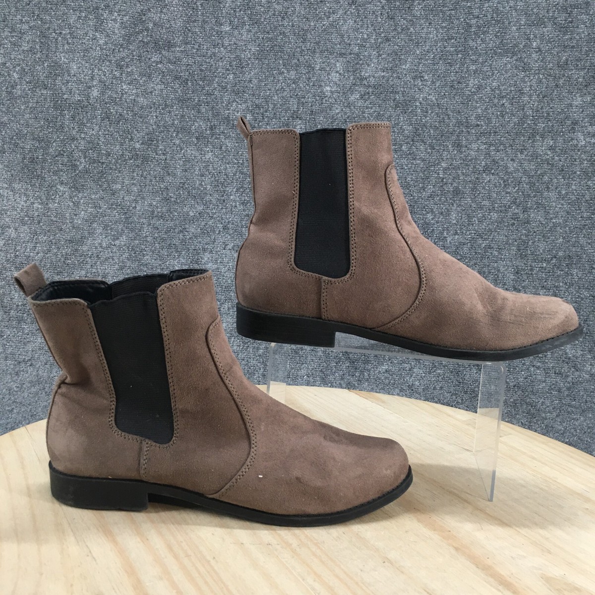 H&M Boots Womens Pull On Chelsea Ankle Bootie Brown Fabric