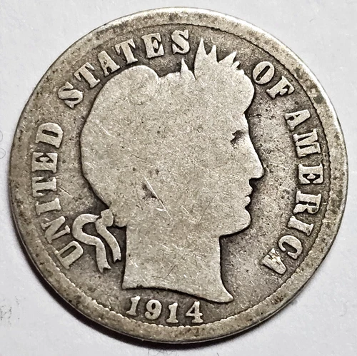 1914 Barber Dime — photo from the most recent tracked eBay sale