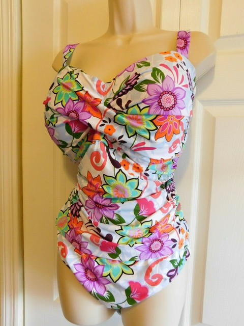 anne cole tropical floral surplice swimdress