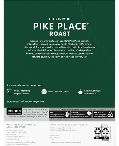 Pike Place Roast Coffee K-Cup Portion Packs for Keurig Brewers, 72 Count (3 Boxe - Picture 5 of 8