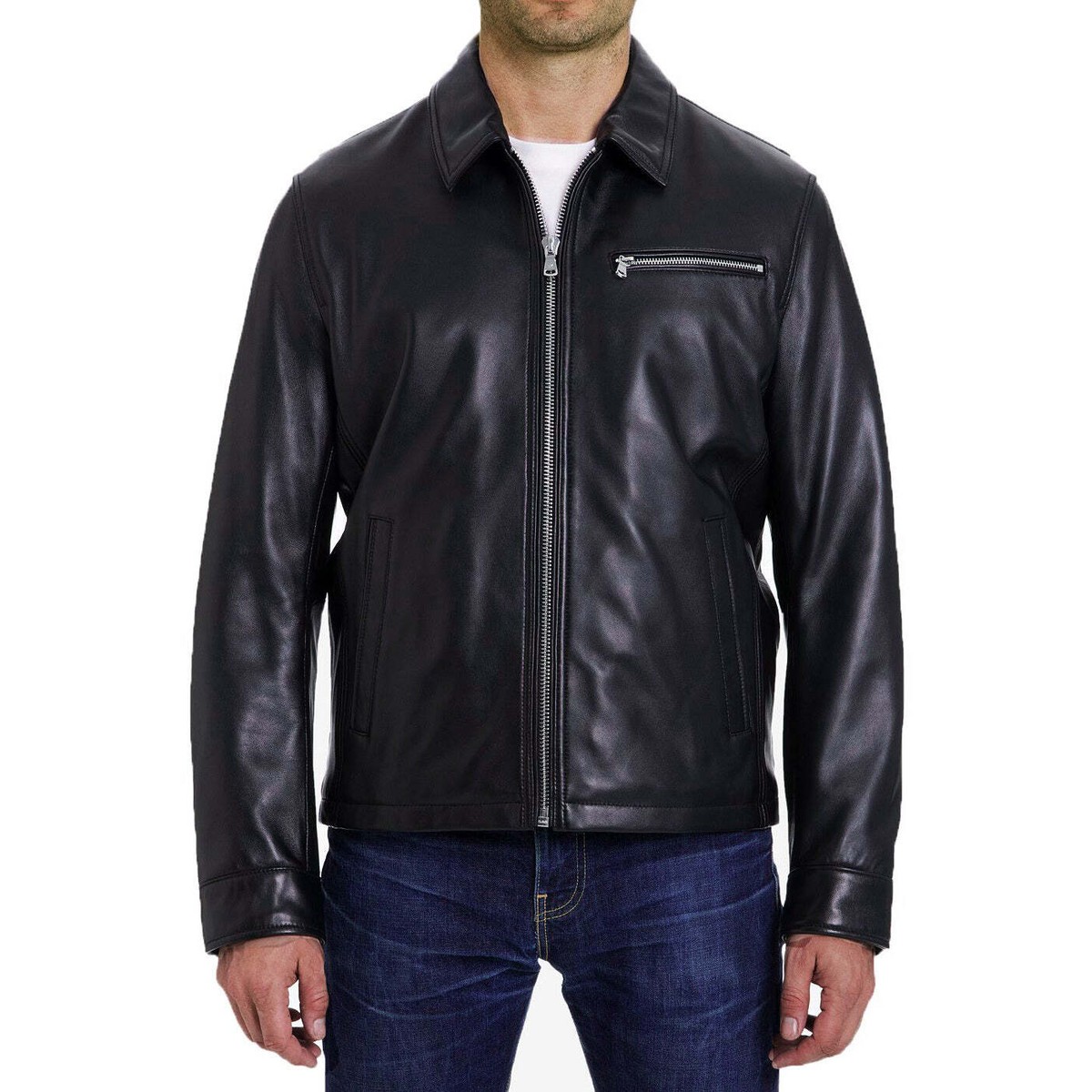 Michael Kors Men's Zip Front Genuine Leather Jacket | eBay