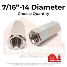 7/16-14x1 1/4" 316 Stainless Steel Coupling Nuts (Pick Quantity)