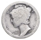 1916 P Mercury Dime circulated 90% Silver  Good  ,  Average circulated
