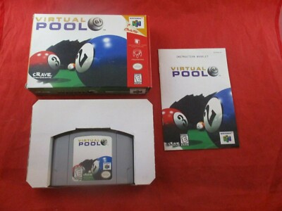 Virtual Pool 64 (Nintendo 64, 1998) N64 COMPLETE w/ Box manual game WORKS! 