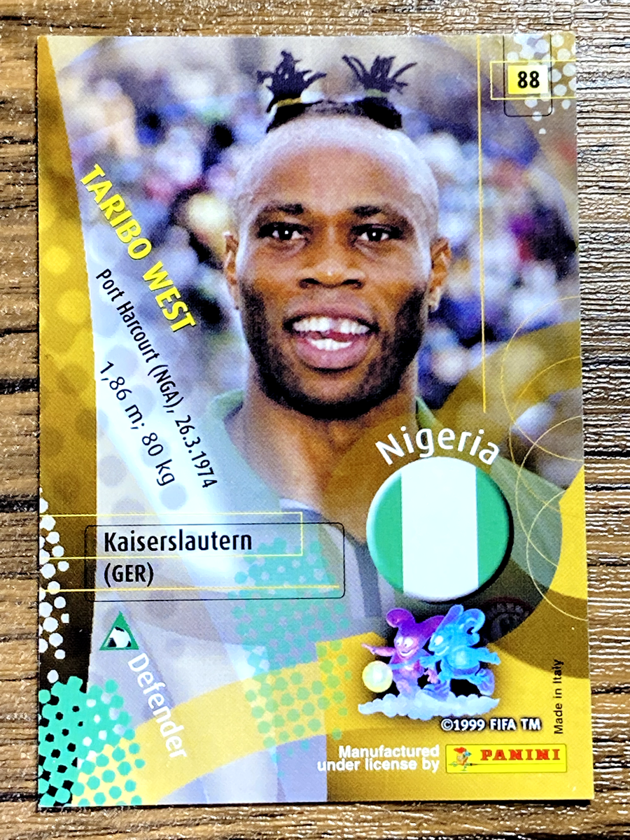 Panini 2002 World Cup Card No.88 Taribo West Nigeria Japanese