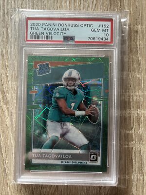 2020 Donruss Optic Tua Tagovailoa Green Velocity Rookie #152 PSA 10 Gem Mint