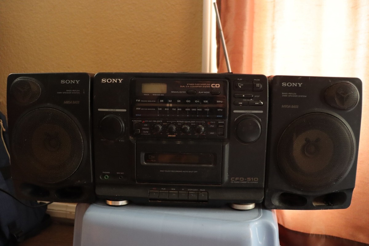 Sony CD Radio CFD-510 90's Vintage Mega Bass Speaker Boombox | eBay