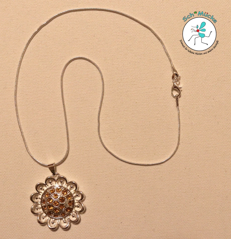 Halskette Blumenblüte Retro Vintage Amulett Glücksbringer Geschenkidee Rarität - Bild 3 von 4