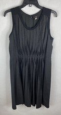 J. Crew Womens Dress 8 Gray A Line Sleeveless Pleated 100% Silk Scoop Neck Lined