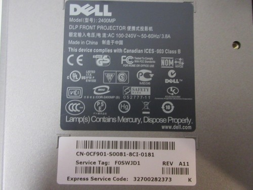 Dell DLP Front Projector Model 2400MP w/ Case Accessories & Remote 100-240VAC - Picture 8 of 14