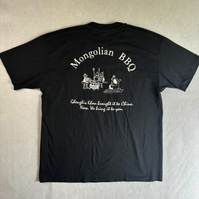 Vintage Made in USA Hanes Mongolian BBQ Shirt XL Double Sided Tee Black