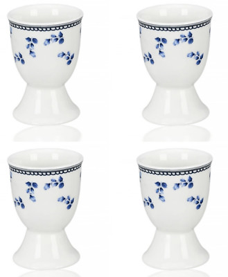 STPGOODS Blue Flower Porcelain Egg Cup Set of 4 Easter Egg Holder Gift Set