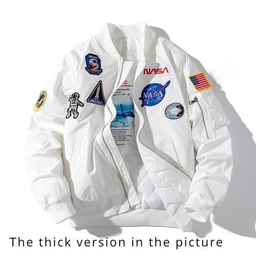 NASA Embroidered Pilot Jacket Cotton Jacket Hip-hop Couple Baseball Jacket Top* - Picture 19 of 31