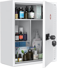 Wall Mount Medicine Cabinet with Combination  Key Lock Locking First Aid Cabine