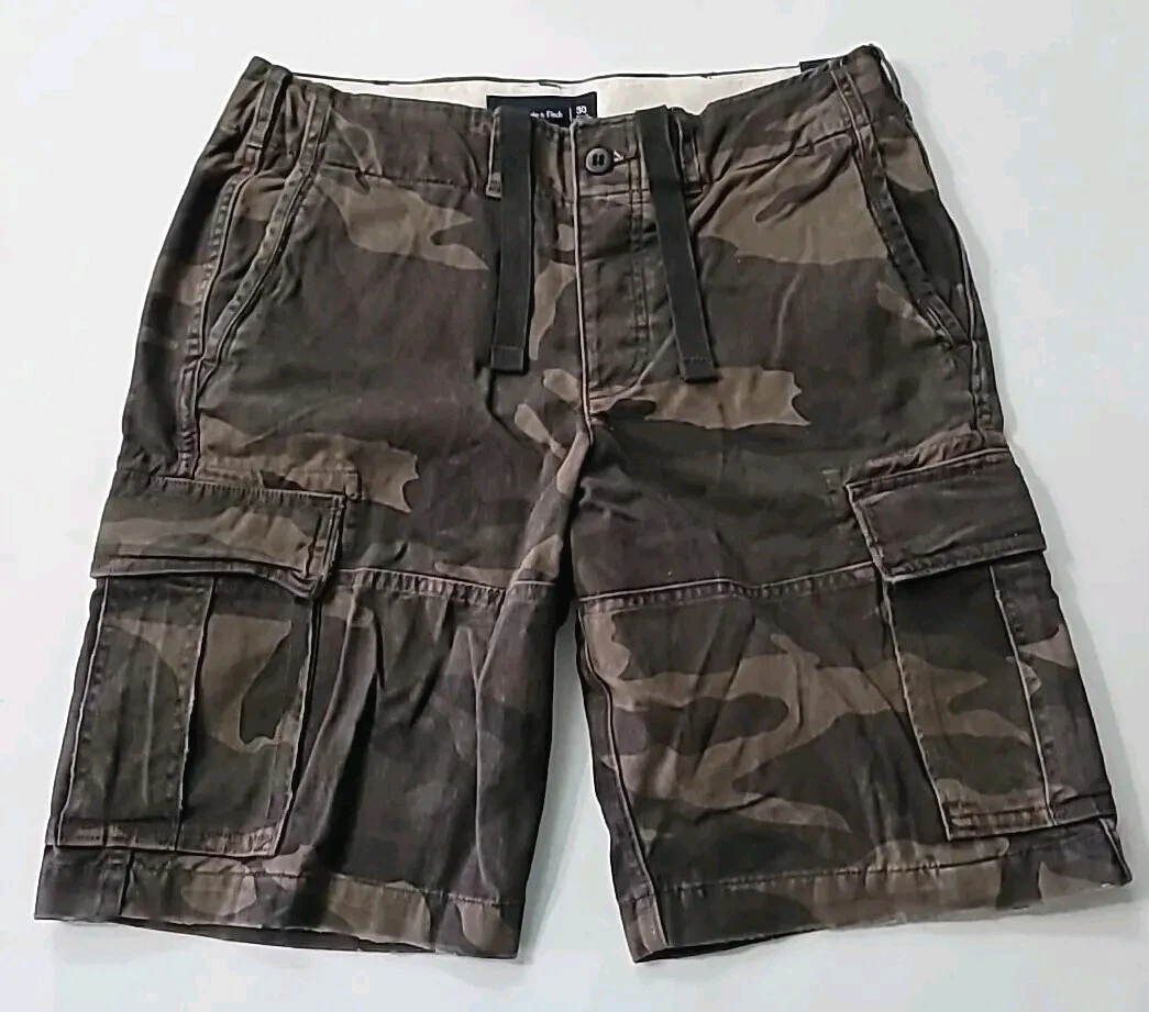 Abercrombie Fitch Camo Cargo Shorts ButtonFly Six Pocket Mens Size 30 NWT
