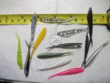 70-2 1/4"-CRAPPIE-PANFISH-MIX-SOFT MINNOW-JIGS-GRUB-split tails-flukes-scent-lot