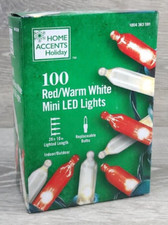 HOME ACCENTS 100 LED Red White String Lights 28.8 ft Candy Cane NEW Christmas