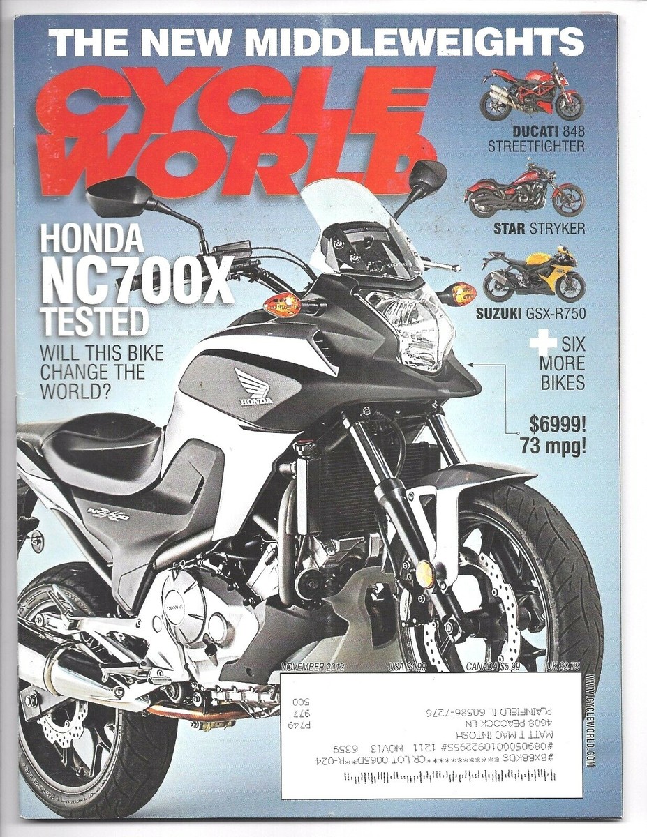 Cycle World Magazine November 2012- Honda NC700X, Kawasaki ZX-6R