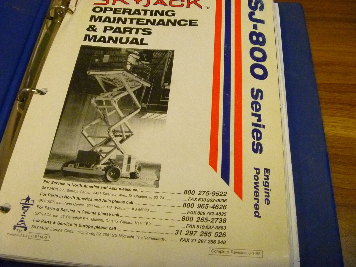 SkyJack SJ-800 8831 8841 Scissor Lift Parts Catalog Operator