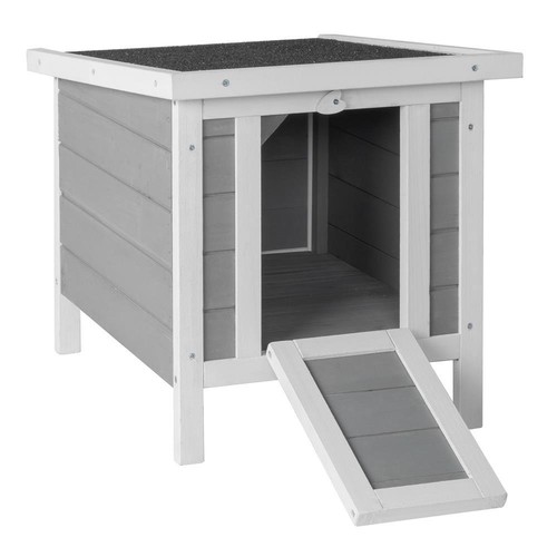 Outdoor Cat House Rabbit Hutch Small Animal Home Shelter Weatherproof Gray - Picture 5 of 9