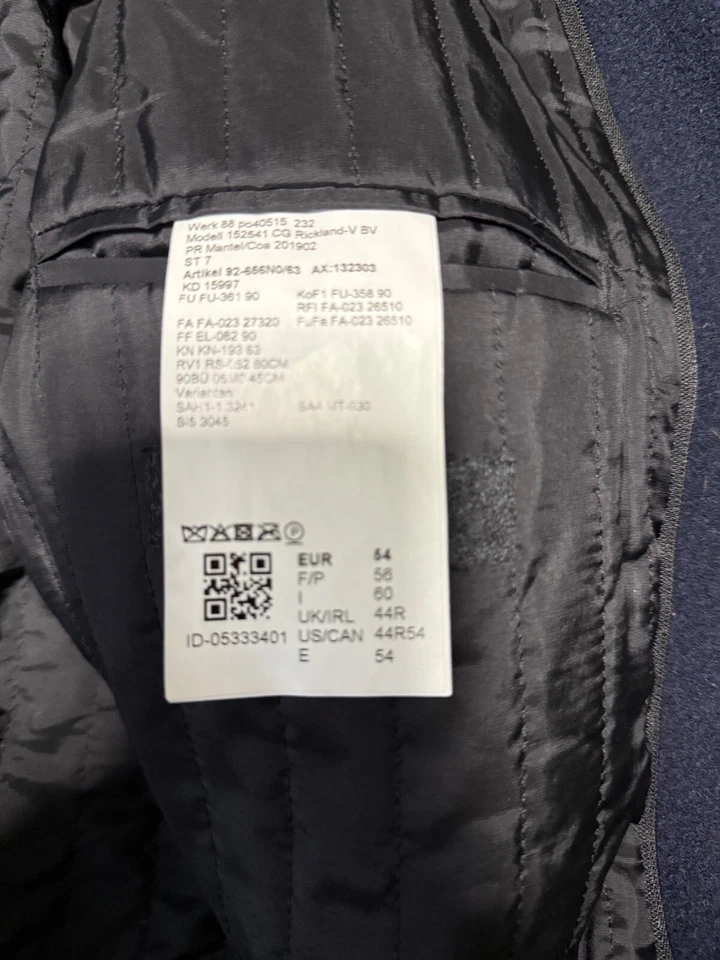 Carl Gross Navy Wool Overcoat 44R  - Image 4 of 4