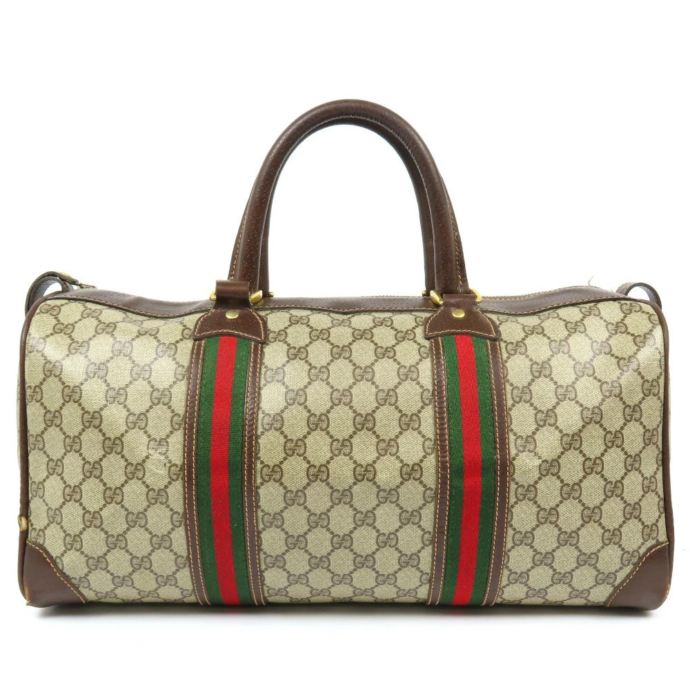Gucci Sherry Line Old Travel Bag Vintage Boston Leather/Pvc Beige Ladies Used Au