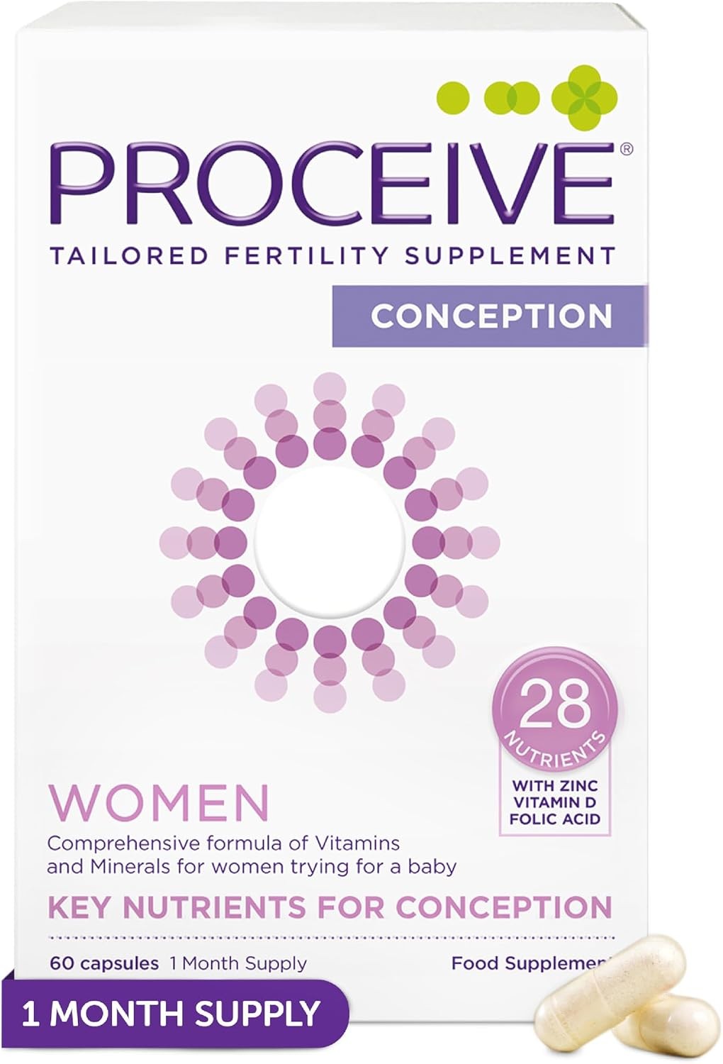 Proceive Women Fertility Supplements - Conception Vitamins with Zinc & Folic