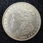 Excellent BU 1884 Morgan silver dollar.