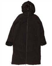 ZARA Womens Hooded Padded Coat UK 16 Large Black Polyester FK14