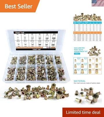 Rivet Nut Tool Kit, 520pcs SAE & Metric Rivet Nut Assortment Kit w Galvanized...