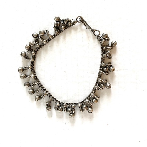 Vintage Silver Tone Jingle Balls Anklet Bracelet Ethnic Belly Indian Dancing