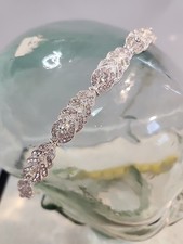 Rhinestone Headband Silver Tone Bridal Prom Clear Rhinestones