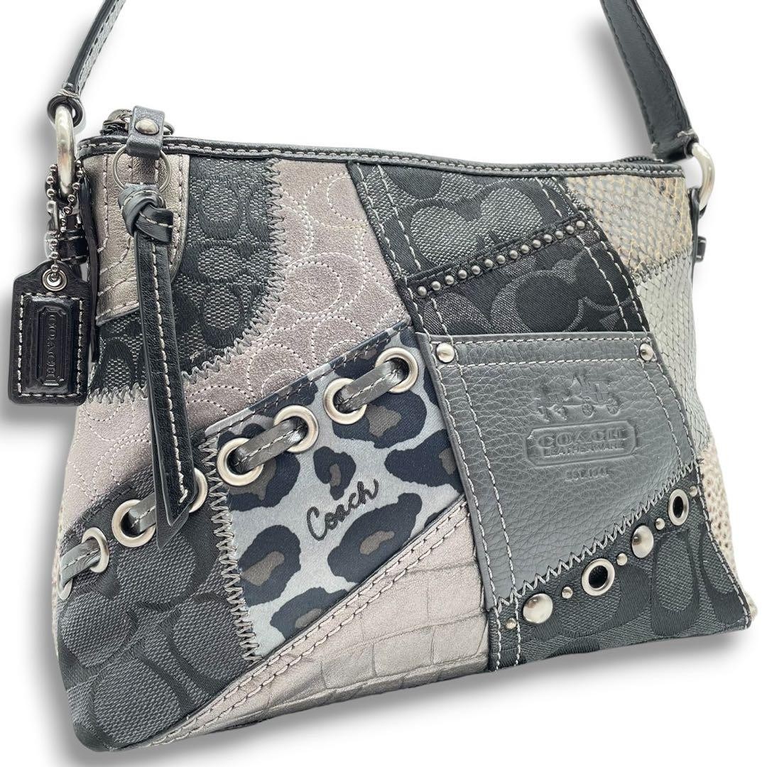 COACH Rare One Shoulder Patchwork Animal Hobo - Gem