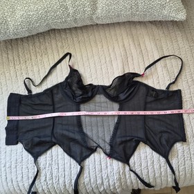 Vintage Ann Summers Black Extra Sheer Peep Corset Lace & Ribbon Trim Size 36DlC