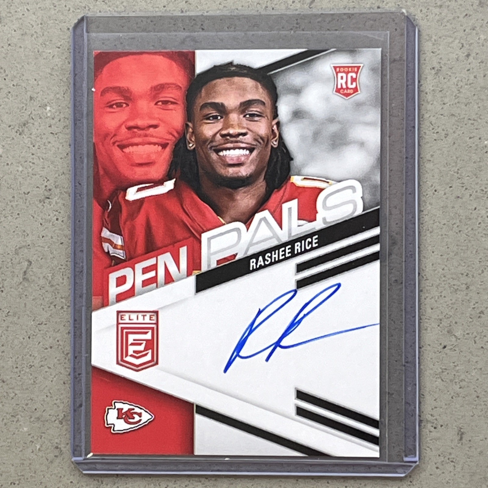 2023 Donruss Elite Rashee Rice Rookie Pen Pals Auto Blue Ink Chiefs RC