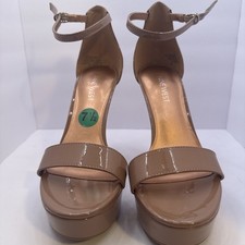 Nine West Garyn Nude Size 7 1/2 Ankle Strap Stiletto Heels Sandals-Never Used