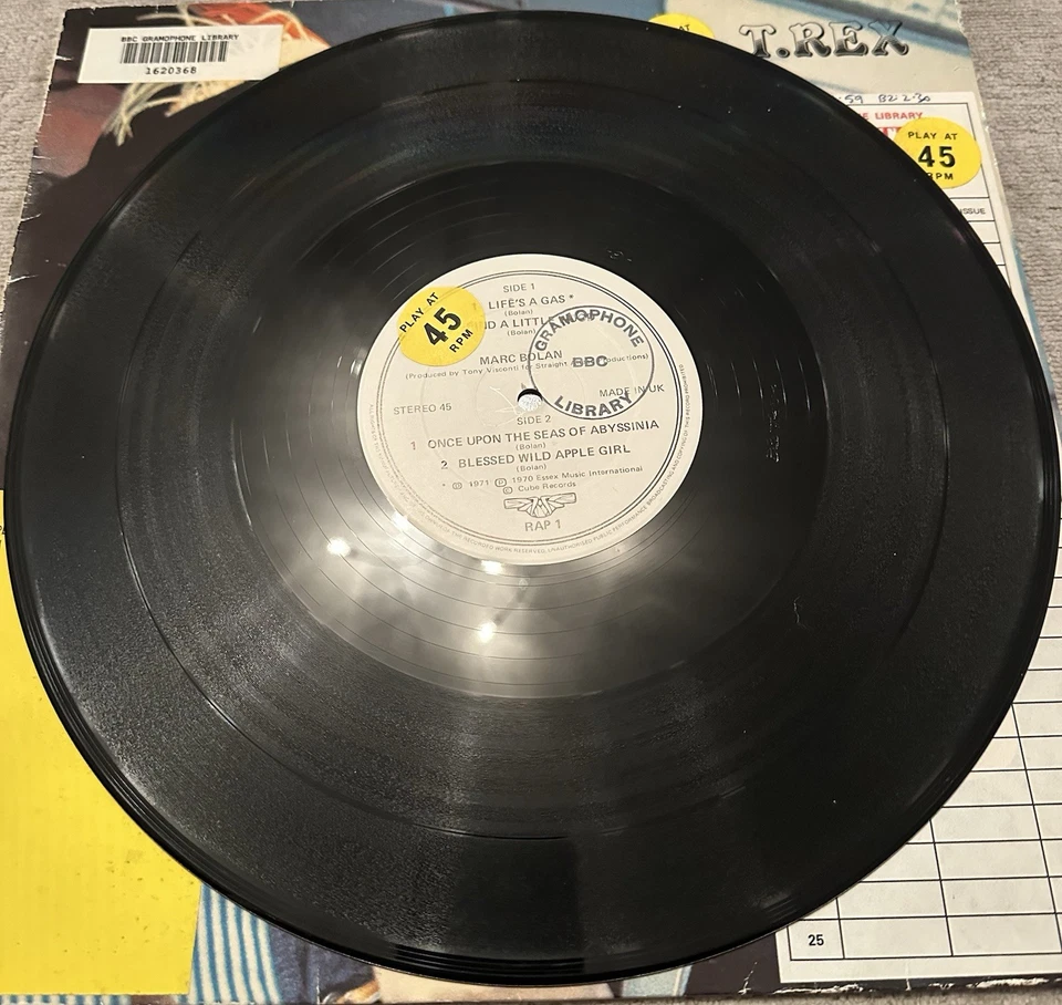 T-REX (Marc Bolan) - Life’s A Gas EP RAP1 45 BBC Archives UK Press 1982 - Image 3 of 4