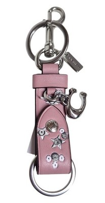 Coach Trigger Snap Bag Charm with Star Print Novelty Leather Pink CCF03 New