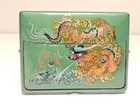 VINTAGE RARE HAND PAINT WOOD CHINA CHINESE CIGARETTES BOX CASE WITH TWO DRAGON