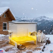 Weatherproof Plastic Outdoor Electric Cat House - Elevated Shelter for Feral
