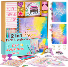 DIY Journal Kit for Teen Girls Stickers Notebooks Glitter Pens Scrapbook Set