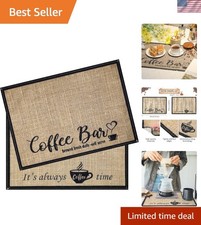 Versatile Coffee Station Mat Set - 2 Stylish Burlap Placemats, 20x14 Inches