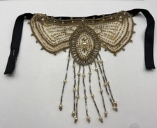 Antique Victorian Edwardian Beaded Bodice or Neck Ornament Pearl Fringe