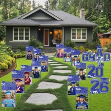 21 Pcs 2026 Grad K-12 Graduation Photo Yard Signs with Stakes Class of 2026 Yard