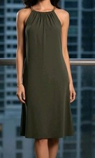 Michael Kors Dress Chain Strap Halter Womens  M Sleeveless Olive Green $110