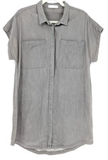 Everlane Gray Chambray Short Sleeve Shirt Dress Large Lagenlook Minimalist