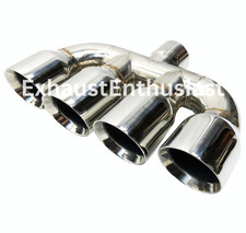Quad Exhaust Tip Center 2.50 inlet 3.50 Outlet X 15.00 Wide Angle Cut Dual Wall