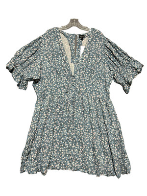 Torrid Cottagecore Mini Dress Size 20 Windy Floral Ruffle Sleeve Button Bodice
