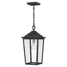 Mottled Black One Light Outdoor Hanging Lantern from the Stoneleigh Collection