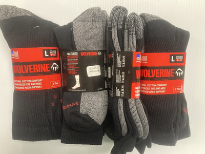 Wolverine Cotton Full Cushion Comfort Socks, Large, Black, 8 pairs - FREE SHIP